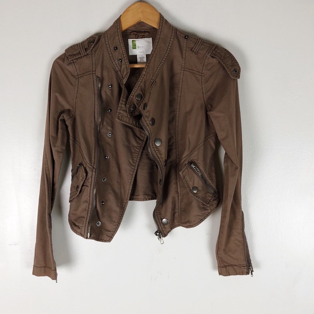 UO Brown Cropped Moto Jacket Sz XS
